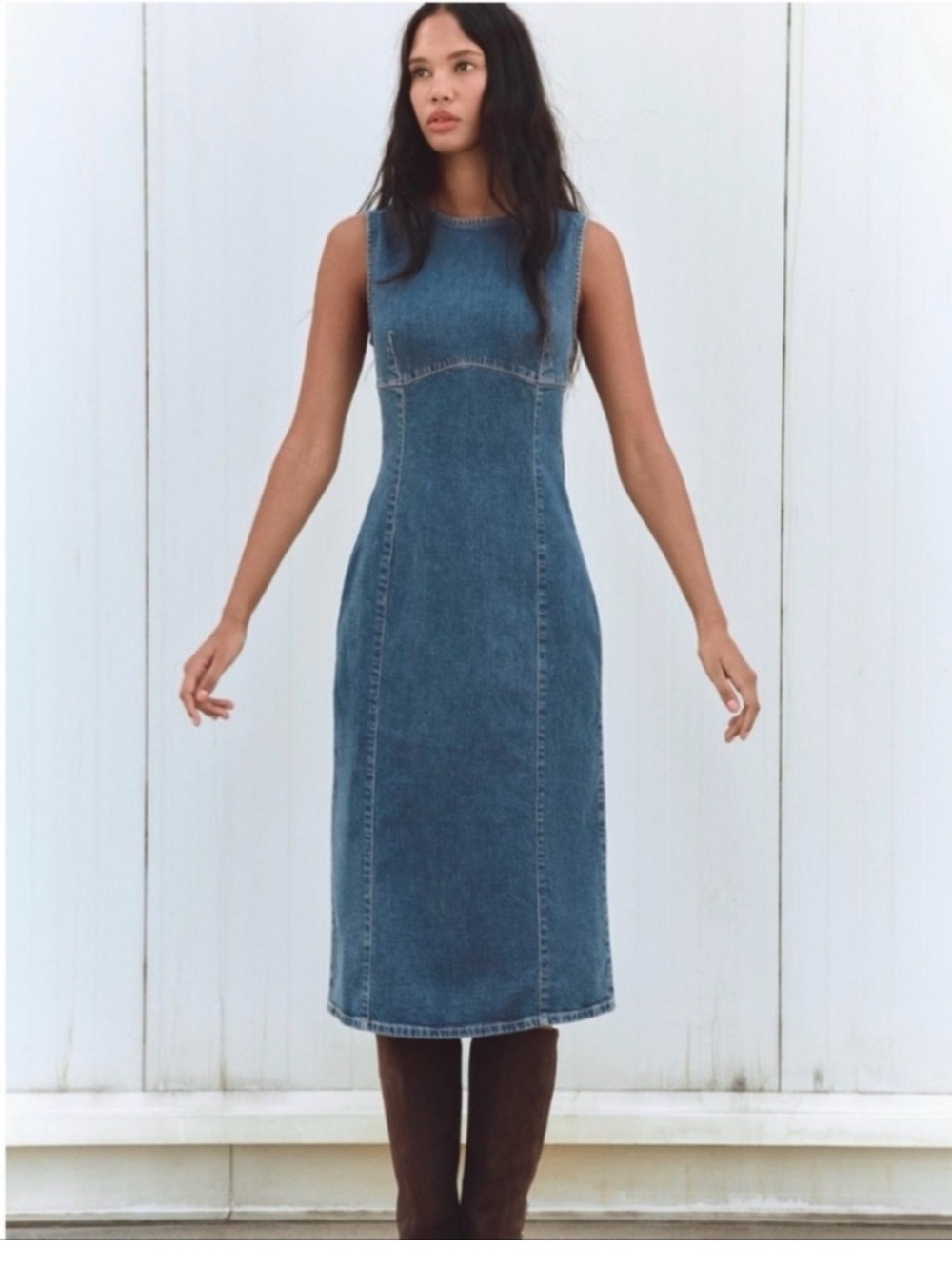 Zara TRF Denim Midi Dress Size Small Y2K